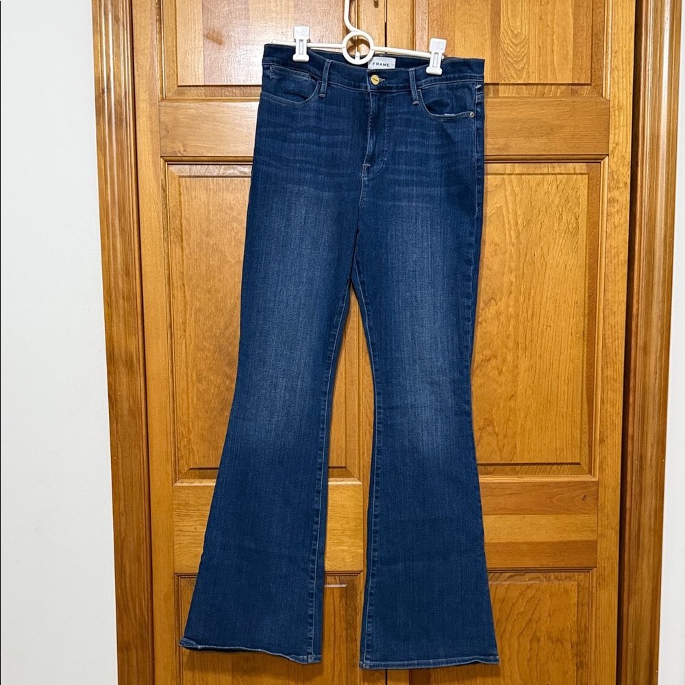 Frame Denim Indigo Flare Leg Jeans